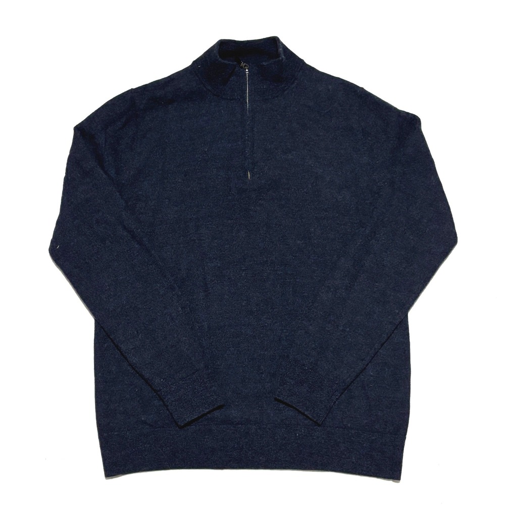 The Commons Quarter Zip Sweater Mens L Tall Navy Blue Merino Wool Luxury Preppy